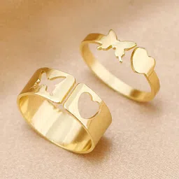 Jewels Galaxy Set Of 2 Gold Plated Adjustable Finger Rings image 3