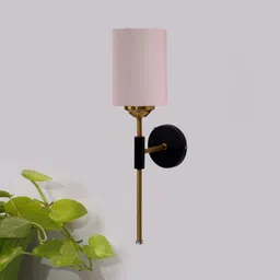 new era Antique Gold Wall Lamp with Grey cotton shade image 2
