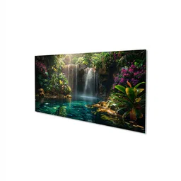 nestroots Canvas Framed Woodland Waterfall Serenity Wall Painting(18X36 Inch) image 3