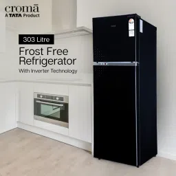 Croma 303 Litres 3 Star Frost Free Double Door Convertible Refrigerator with Inverter Technology (CRLR303FID276255, Black Uniglass) image 4