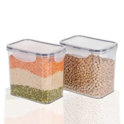 steelo Transparent Plastic (Set of 2) Soclick Rectangular Container Set 2000 ml image 2