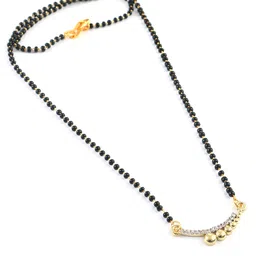 Jewar Mandi Silver Gold-Plated CZ-Studded & Artificial Beaded Mangalsutra-picture-11