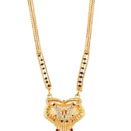 FEMMIBELLA Gold-Plated & Black CZ-Studded & Beaded Mangalsutra-image-30