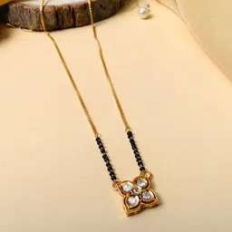 ABDESIGNS Gold-Plated American Diamond-Studded & Beaded Mangalsutra image 1