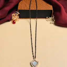 ABDESIGNS Gold-Plated American Diamond Studded & Beaded Mangalsutra-picture-35