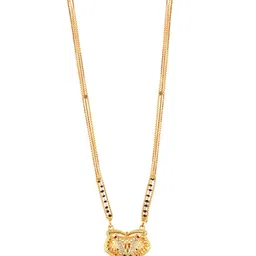 FEMMIBELLA Gold-Plated & Black CZ-Studded & Beaded Mangalsutra image 2