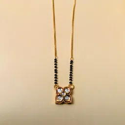 ABDESIGNS Gold-Plated American Diamond-Studded & Beaded Mangalsutra image 2