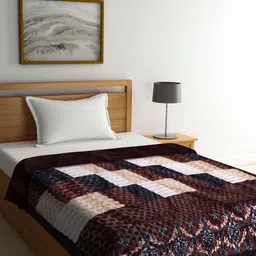 KLOTTHE Brown & Black Geometric Heavy Winter Single Bed Quilt-image-19