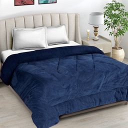 FABINALIV Blue Geometric Woollen Heavy Winter 950 GSM Microfiber Filling Double Bed Quilt-picture-8