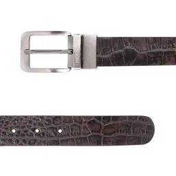 Hidesign Men Brown & Black Textured Reversible Leather Belt image 3