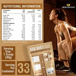 Healthfarm Raw Whey Unflavoured Whey Protein Concentrate + Whey Isolate Protein Powder|1kg|33 Servings image 3