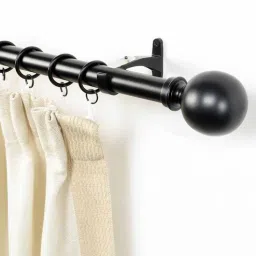 deco window Black Iron Set Of 2 Curtain Rods (36-66 Inch) With Bracket-picture-10