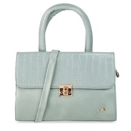 Metro Sea Green Textured Structured Satchel image 1