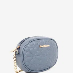 Black Spade Textured Structured Sling Bag With Quilted image 3