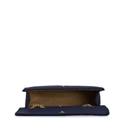 LEKHX Women Blue Textured PU Structured Sling Bag image 3