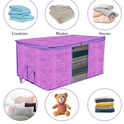 Kuber Industries Purple & Pink 6 Pieces Floral Printed Multi-Utility Organisers image 5