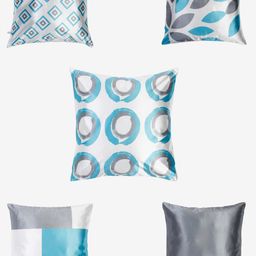 TAG 7 White & Grey Set of 5 Geometric Square Cushion Covers-image-60