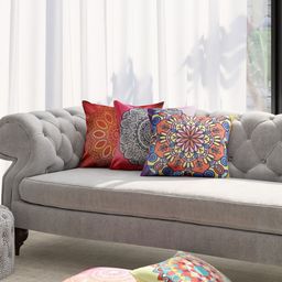 TAG 7 Pink & Red Set of 5 Ethnic Motifs Square Cushion Covers-image-61