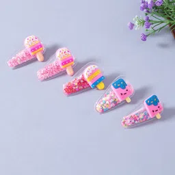 Golden Peacock Girls Pink & Blue Set of 5 Embellished Alligator Hair Clips-image-95