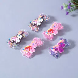 Golden Peacock Girls Pink & White Set of 5 Unicorn Embellished Alligator Hair Clip-picture-20