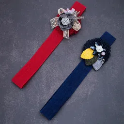 Golden Peacock Girls Set of 2 Red & Blue Hairband-picture-41