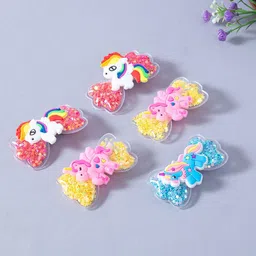 Golden Peacock Girls Red & Yellow Set of 5 Embellished Alligator Hair Clip-image-40