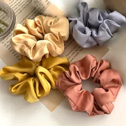 Yellow Chimes Women Set of 4 Women Yellow & BeigePonytail Holders-image-44