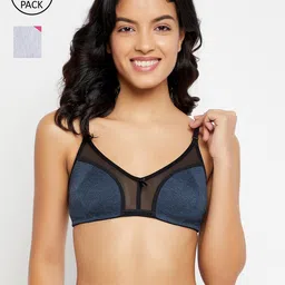 Clovia Pack of 2 Navy Blue & Pink Bra-picture-25