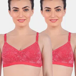 Sonari Pink Pack of 2 Floral Non Wired Non Padded Regular Bra-image-91