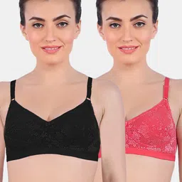 Sonari Black & Pink Set Of 2 Non Padded Everyday Floral Bra-image-88