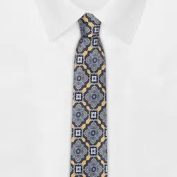 Tossido Men Blue & Orange Printed Broad Formal Tie image 3