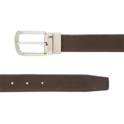 MUTAQINOTI Men Black & Brown Textured PU Reversible Formal Belt image 4