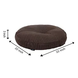 s9home Brown Striped Polyester 22x22 Inches Floor Cushion image 3