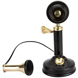 generic Vintage Look Decorative Candlestick Telephone Non-Working Collectible Ornament Gift Vintage Miniature Telephone Black and Brass image 4