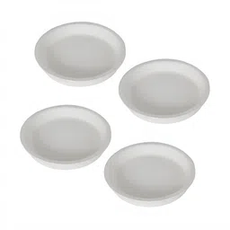LASAKI 4 Pieces White Round Ceramic Pot Trays image 1