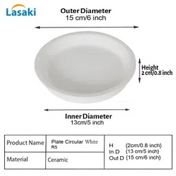 LASAKI 4 Pieces White Round Ceramic Pot Trays image 2