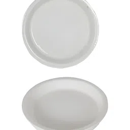 LASAKI 4 Pieces White Round Ceramic Pot Trays image 3