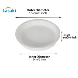 LASAKI 4 Pieces White Round Ceramic Pot Trays image 4