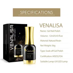 VENALISA Coat Color UV & LED Soak Off Gel Polish - 12ml - Peacock Blue 1064 image 5