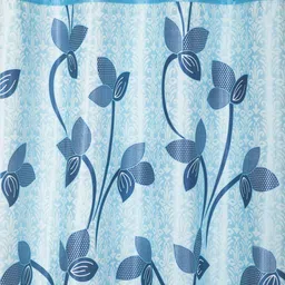 Cortina Blue 2 Pieces Leaf Printed Window Curtains image 2