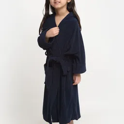 Creeva Melodious Kids Navy Blue Front Pocket Bath Robe image 5