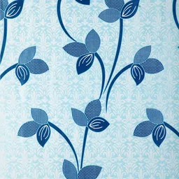 Cortina Blue 2 Pieces Leaf Printed Window Curtains image 3