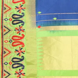 Mitera Navy Blue & Green Art Silk Woven Design Kanjeevaram Saree image 5