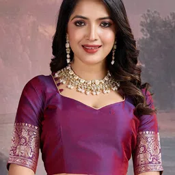 House of Pataudi Woven Design Banarasi Saree With Blouse Piece image 5