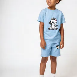 Minicult Kids Printed Short Sleeves Round Neck Pure Cotton T-shirt with Shorts-picture-55