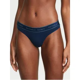 victoria's secret intimates Victoria's Secret Blue Cotton Logo Cotton Thong Panty-picture-26