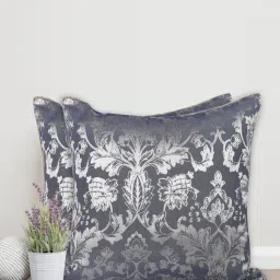 Sivya by Home Blue Fiore Damask Self Design Cushion Covers (Pack of 2)-image-67