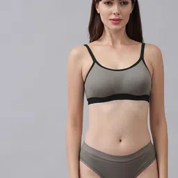 AROUSY Pack Of 3 Cotton Mid-Rise Briefs & Non Padded Bra image 5