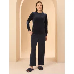 Sweet Dreams Navy Blue Embroidered Sweatshirt and Pant-picture-14