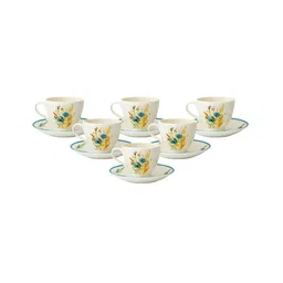 Clay Craft Fine Ceramic King Super Mw Cup & Saucer Set of 12 (6 Cups + 6 Saucer) - 180 ml each image 2